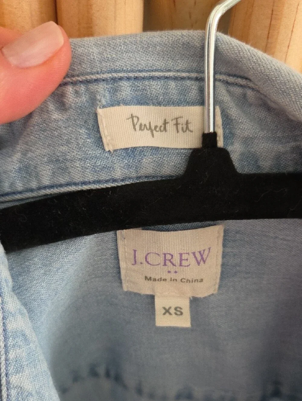 J. Crew Factory Light Blue Denim Button-Up Shirt